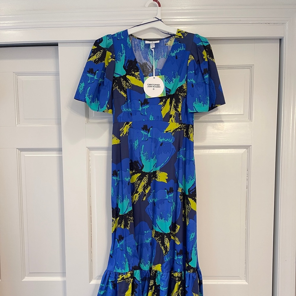 Christopher John Rogers for Target Blue Floral Maxi Dress